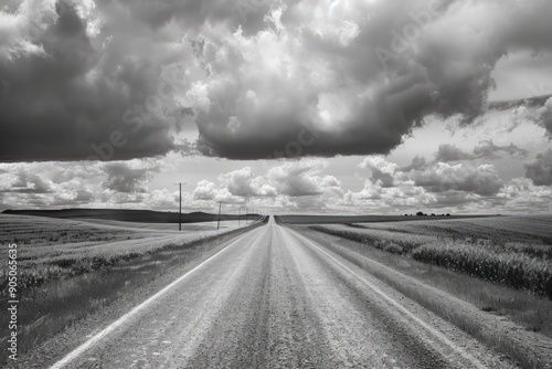 a black and white photo of a dirt road