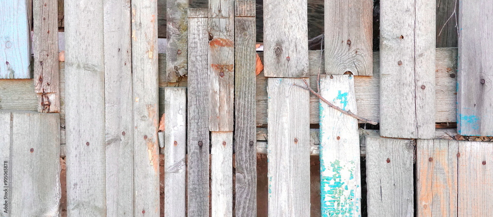 Weathered Wooden Planks Varied Texture Close-Up Multicolored Weathered Wooden Planks Varied Texture Close-Up Multicolored
