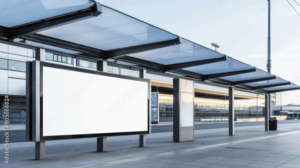 Blank signboard, sports arena entrance, empty billboard, advertising potential Blank signboard, sports arena entrance, empty billboard, advertising potential