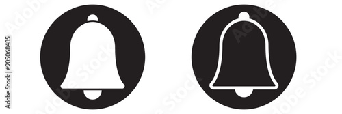 Notification bell icon. Alarm symbol. Notice message. Set of ringing bells with new notification. Vector illustration.