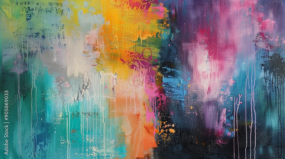 Abstract colorful painting with vibrant hues and textures. Abstract colorful painting with vibrant hues and textures.