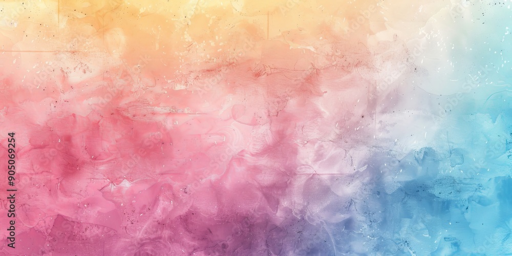 Grainy pink blue yellow retro summer noise texture pastel colors light gradient background wide banner backdrop, Generative AI 