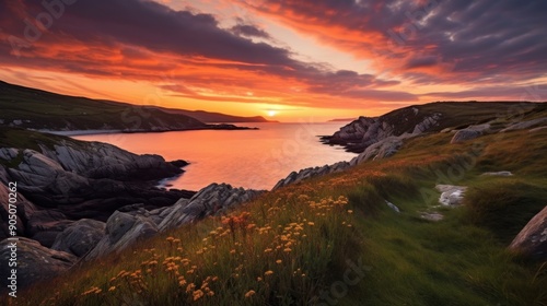 Dramatic Sunset Over Coastal Landscape