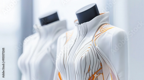 Futuristic clothing using regenerative fabrics, regenerative technology, fashion innovation photo