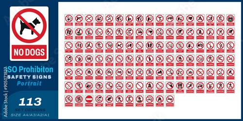 113 set iso prohibition safety signs size v20 a4/a3/a2/a1	