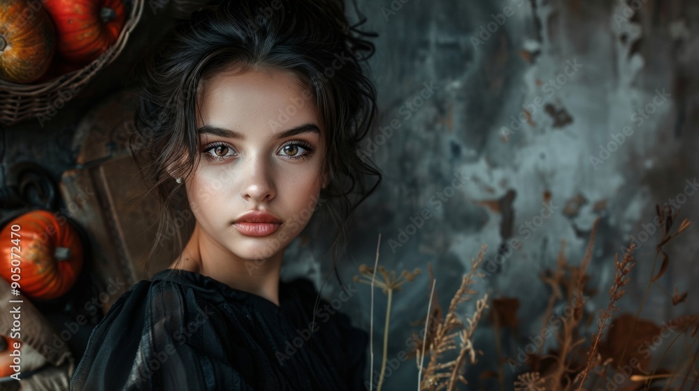 Portrait of a young woman with a rustic background Portrait of a young woman with a rustic background