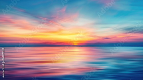 Blurred colorful sunset over the sea with long exposure