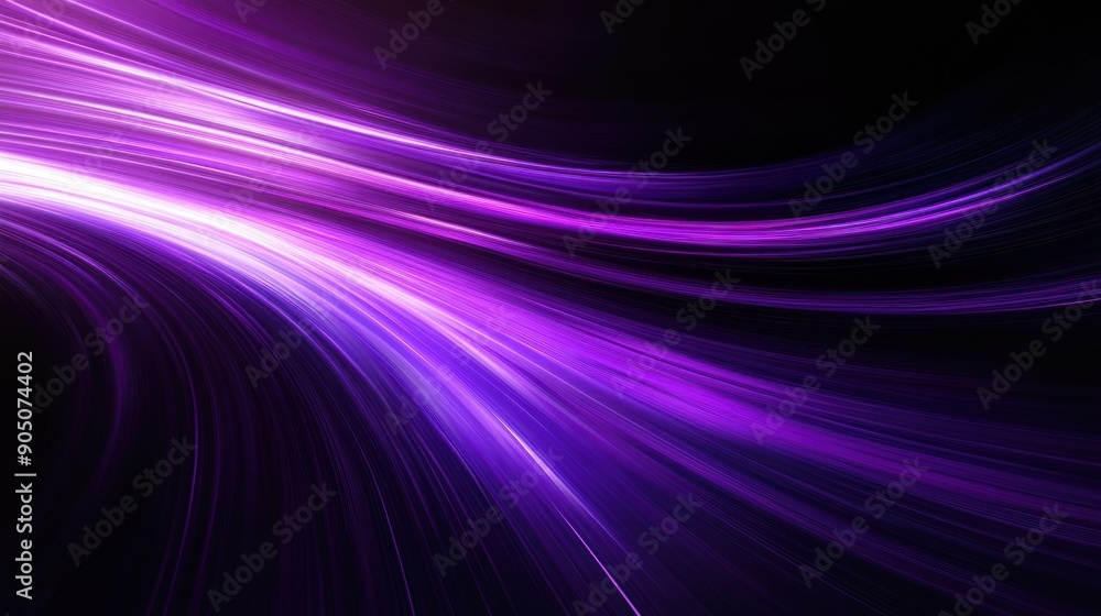 Fototapeta premium abstract purple curved speed light on black background