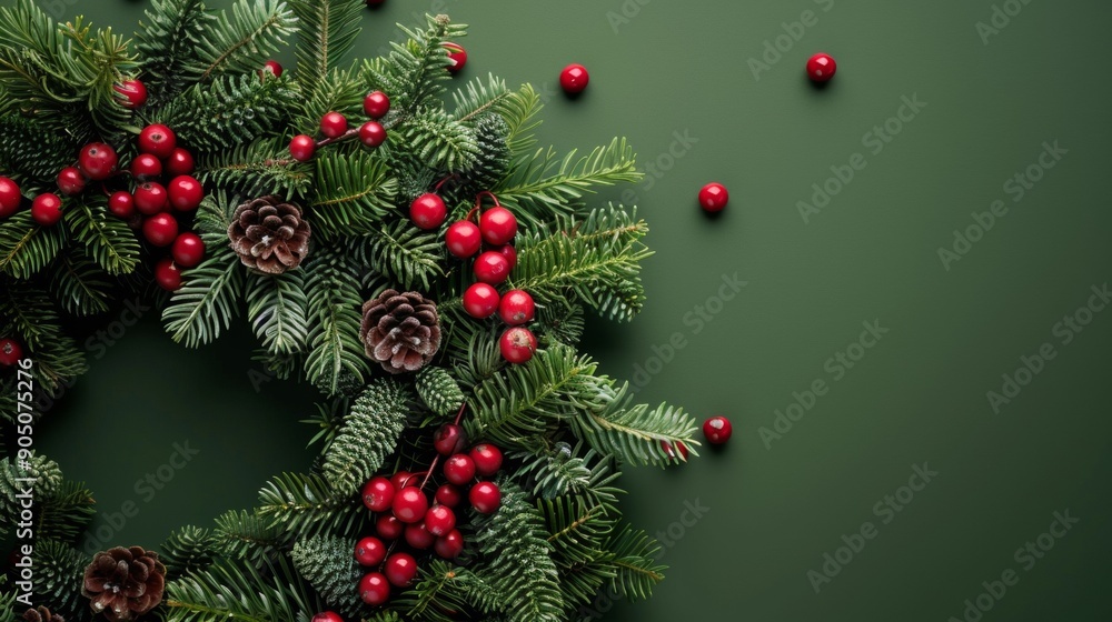 Wreath on a green background Wreath on a green background