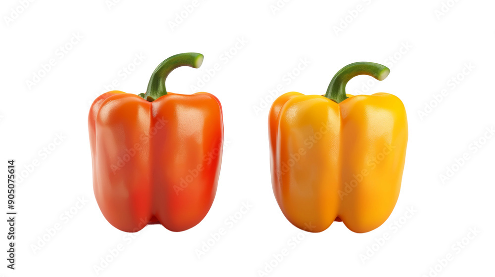 Two peppers of different colors on an isolated background Two peppers of different colors on an isolated background