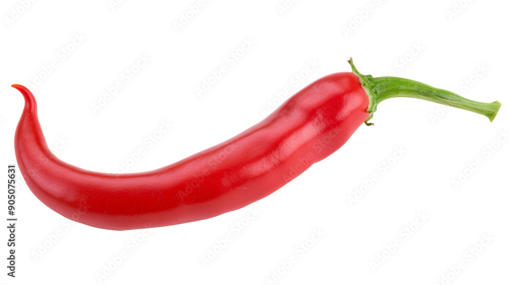 A red chili pepper is shown in its natural form A red chili pepper is shown in its natural form