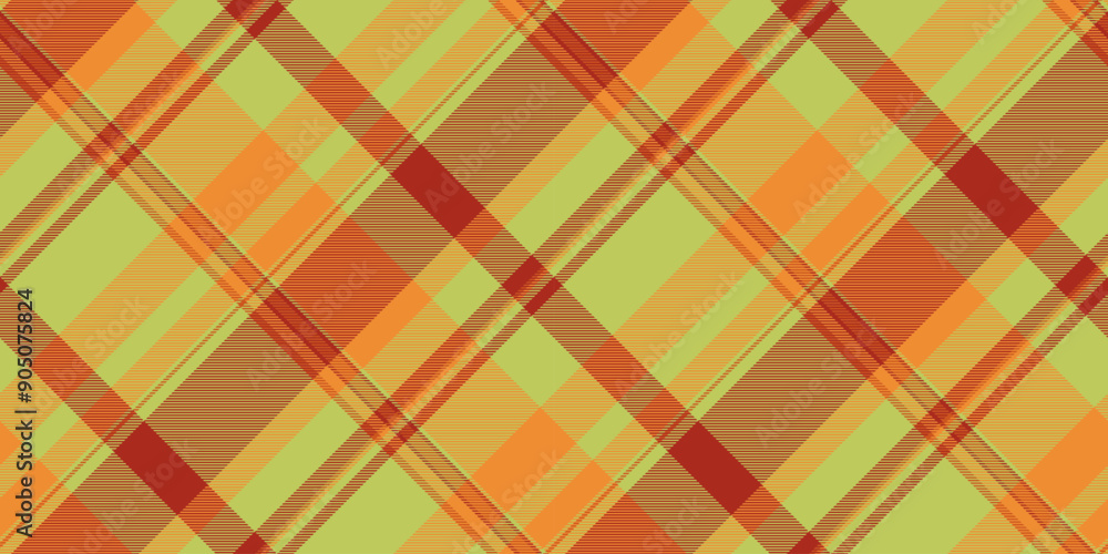 Modern check plaid vector, production pattern texture fabric. Printout background textile tartan seamless in lime and orange colors. Modern check plaid vector, production pattern texture fabric. Printout background textile tartan seamless in lime and orange colors.