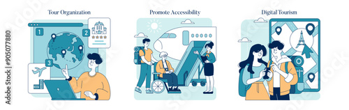 World Tourism Day. Flat Vector Illustration