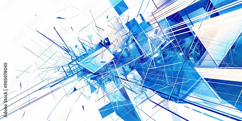 Fototapeta premium Dynamic Blue Abstract Geometric Design Background