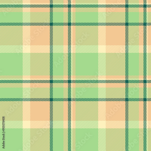 Furniture vector check plaid, funky textile pattern tartan. Pure texture seamless background fabric in green and orange colors.