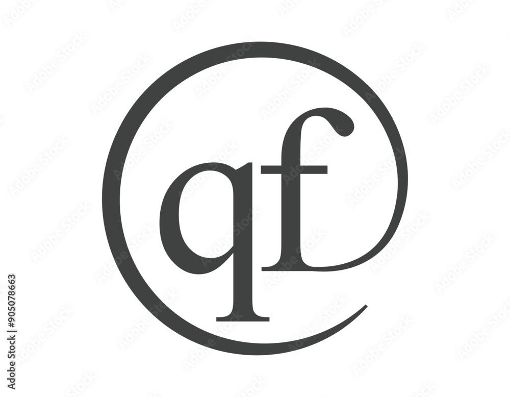 QF logo from two letter with circle shape email sign style. Q and F round logotype of business company QF logo from two letter with circle shape email sign style. Q and F round logotype of business company