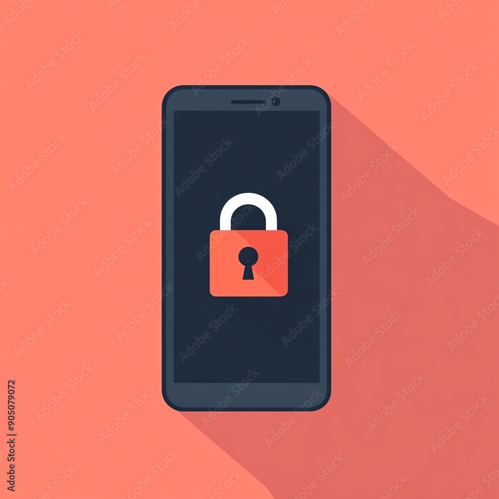 Smartphone with a lock icon on the screen, representing security and privacy. Smartphone with a lock icon on the screen, representing security and privacy.