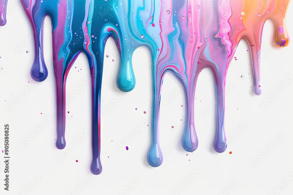 Colorful Paint Drips in Pastel Hues on White Background, Ideal for Artistic and Creative Visuals Colorful Paint Drips in Pastel Hues on White Background, Ideal for Artistic and Creative Visuals