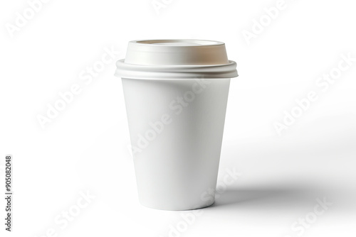 Wallpaper Mural  Plain White Disposable Coffee Cup with Lid on White Background, Emphasizing Minimalist Design Torontodigital.ca