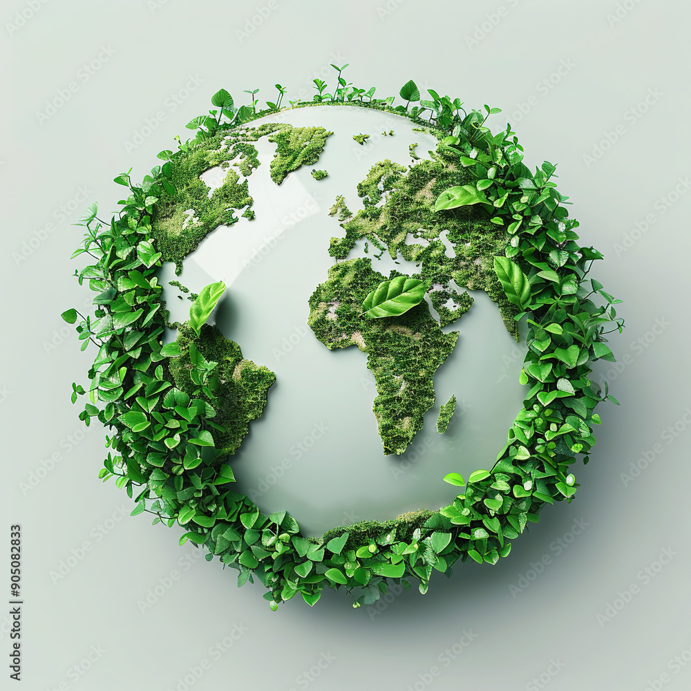 leaves shaped green earth with a white background leaves shaped green earth with a white background