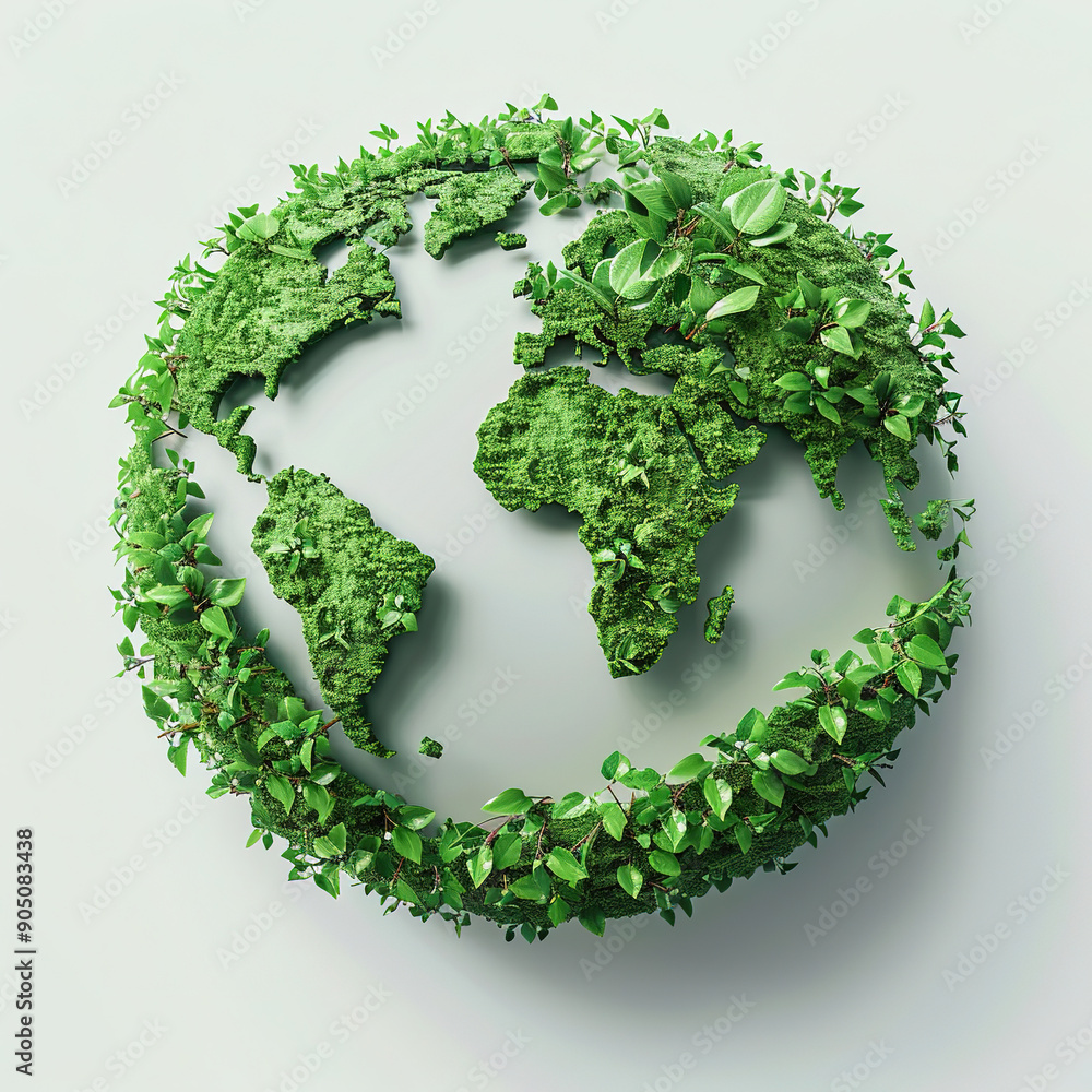 leaves shaped green earth with a white background leaves shaped green earth with a white background