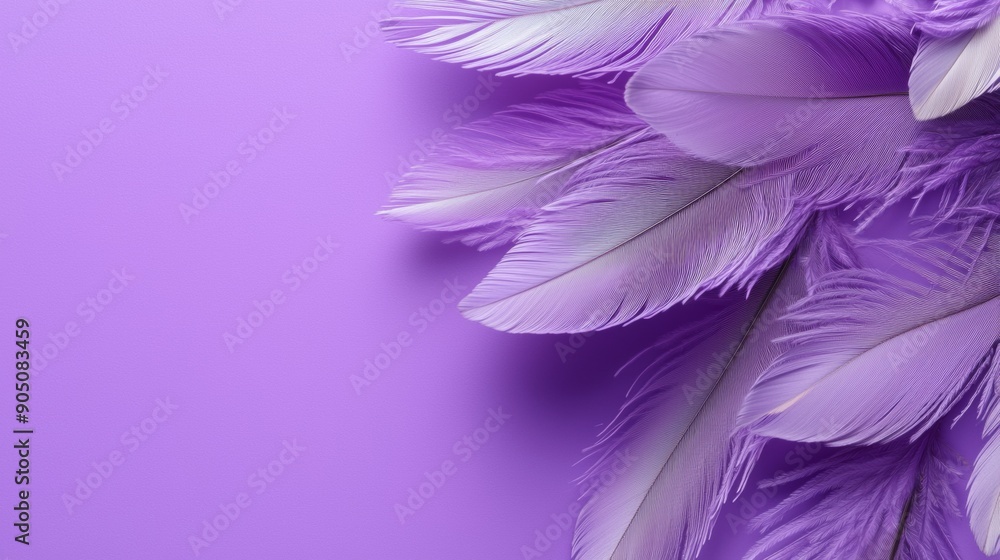 Fototapeta premium Feathers on a purple background