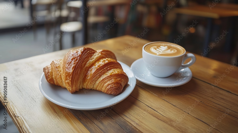 A cup of coffee and croissants A cup of coffee and croissants