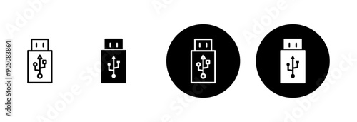 Usb icon vector isolated on white background. Flash disk icon vector