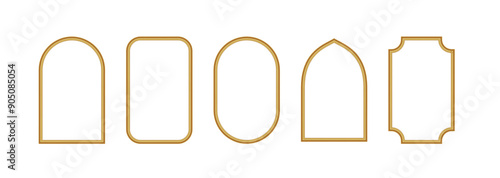 Golden geometric frames isolated. Luxury gold borders for wedding invitations, luxury templates, and decorative patterns.