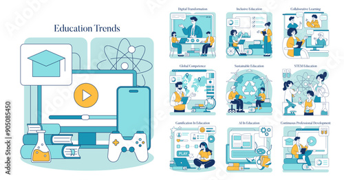 Education Trends. Flat Vector Illustration