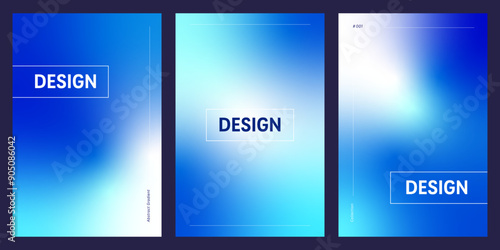 Abstract background set with blue turquoise gradient mesh and copy space for modern and minimalist designs
