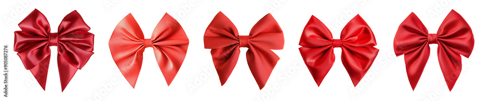 Collection of red bow isolated on a transparent background, cut-out, PNG Collection of red bow isolated on a transparent background, cut-out, PNG