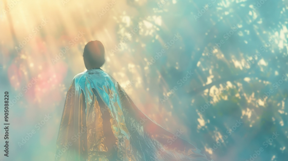 146. Poncho, movie style, pastel colors, metallic pattern, wide shot, soft light, bokeh, fog, 146. Poncho, movie style, pastel colors, metallic pattern, wide shot, soft light, bokeh, fog,