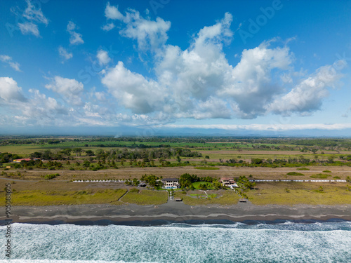 La Barqueta beach, Long and lovely black-sand beach 25km southwest of David city is a popular weekend escape for city folk, Chiriqui, Panama - stock photo photo