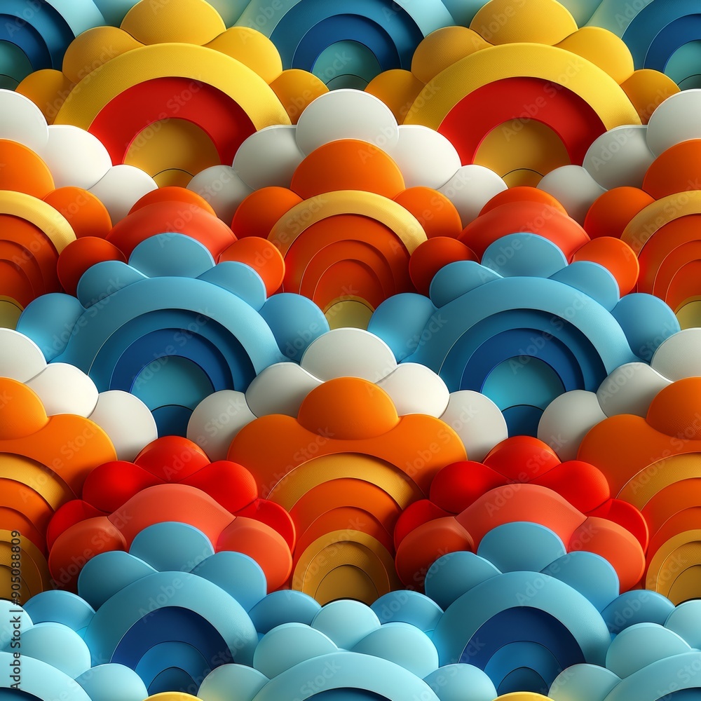 Obraz premium 3D cute rainbows seamless pattern