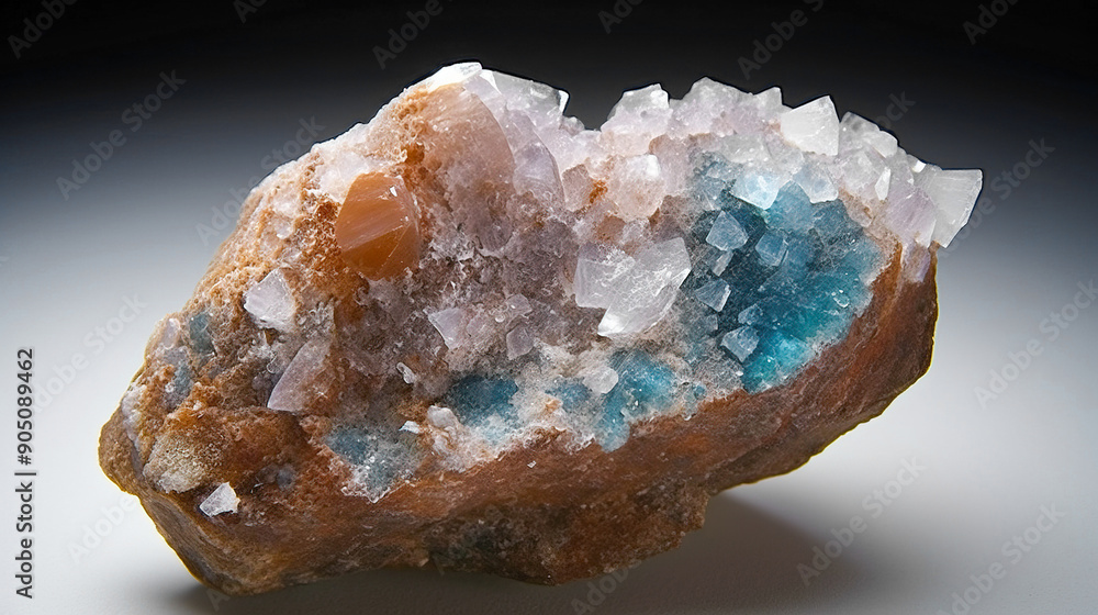 Langbeinite is rare precious natural geological stone on gradient background in low key, isolate. AI generated. Langbeinite is rare precious natural geological stone on gradient background in low key, isolate. AI generated.