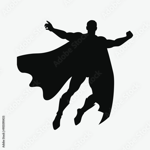 man flying super hero silhouette