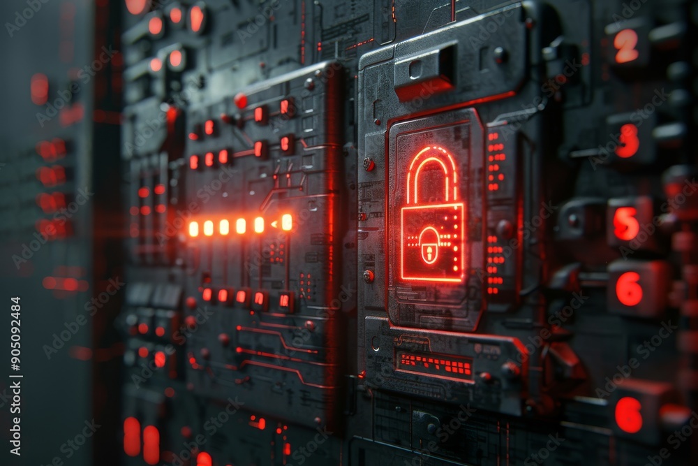 Illuminated motherboard with red accents, capturing the essence of modern technology and circuitry. Illuminated motherboard with red accents, capturing the essence of modern technology and circuitry.