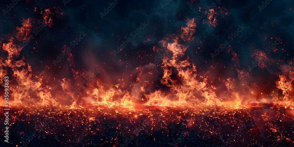 Fototapeta premium fire flames and sparks in transparent background 