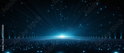 A stunning view of a futuristic landscape illuminated by bright lights and sparkling stars  creating a mesmerizing atmosphere.