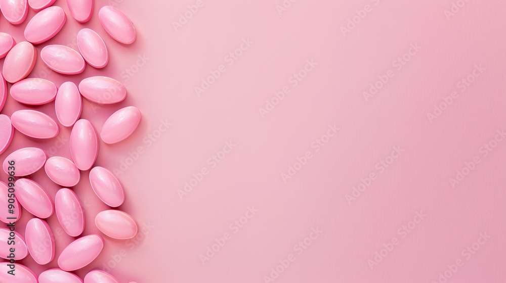 Vibrant Pink Pills on a Pink Background with Ample Space for Textual Information. Vibrant Pink Pills on a Pink Background with Ample Space for Textual Information.