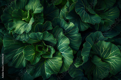 Wallpaper Mural Green cabbage with big leaves icon isolated, fresh farm organic healthy food, vegetable,  Torontodigital.ca