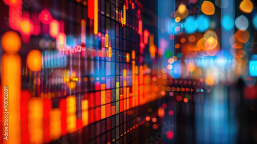 Wallpaper Mural Dynamic and colorful visualization of stock market data, representing financial trends and analysis in a digital format. Torontodigital.ca