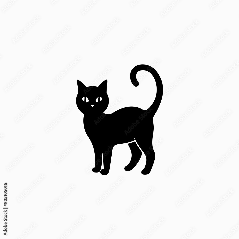 Silhouette black cat funny vector Silhouette black cat funny vector