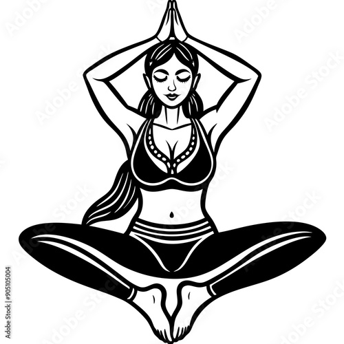 silhouette of yoga woman