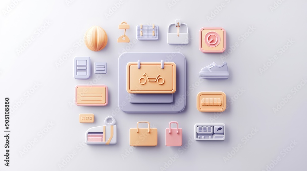 Fototapeta premium Futuristic Online Store Interface - High Resolution 3D Render with Sleek Design and Seamless Navigation, generative AI