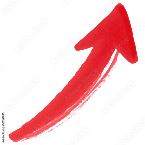 A vibrant red arrow symbolizing growth, progress, and direction. Isolated on transparent or white background. photo