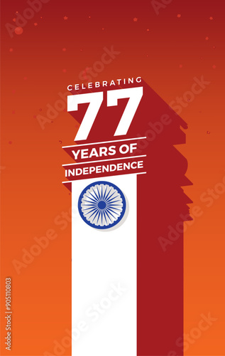 Celebrating the 75th year of India's Independence. Creative design for posters, banners, advertising, etc. Happy Independence Day. eps10. editable