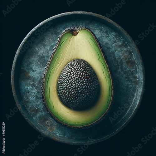 54 11 Rough Avocado Surface A rough and pebbled surface of an av photo