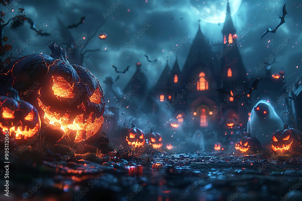 A Halloween-themed mockup featuring spooky elements such as jack-o'-lanterns, ghosts, bats, and a haunted house. Perfect for promotional materials, party invitations, or social media posts.
A Halloween-themed mockup featuring spooky elements such as jack-o'-lanterns, ghosts, bats, and a haunted house. Perfect for promotional materials, party invitations, or social media posts.